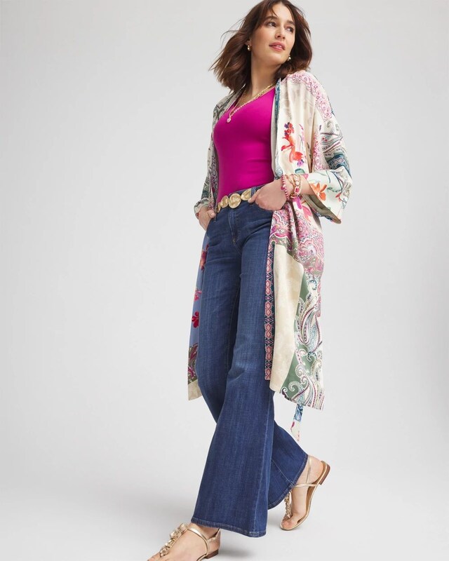 Fully Lined Long Silk Kimono - image 2